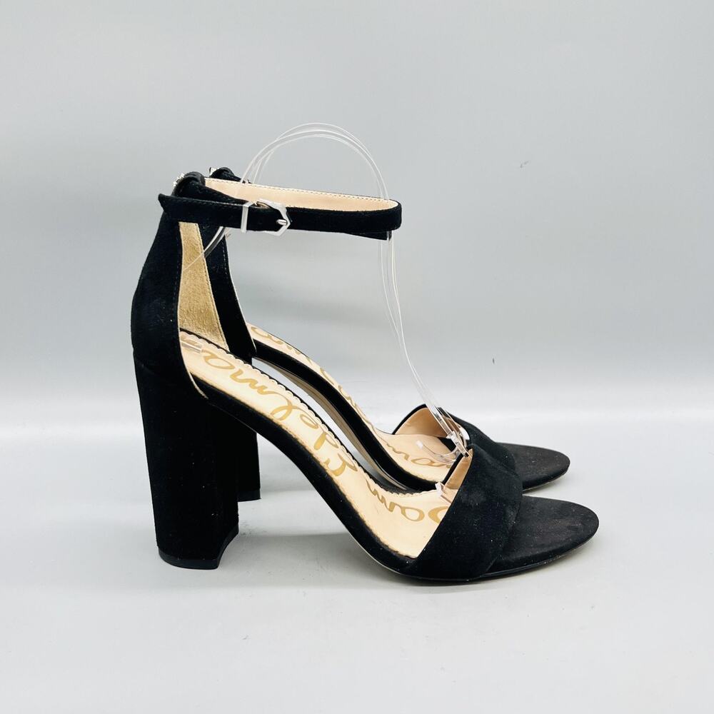 Sam Edelman Sandals Womens 9 Black Suede Yaro Ankle Strap Block Heel Dress Shoes